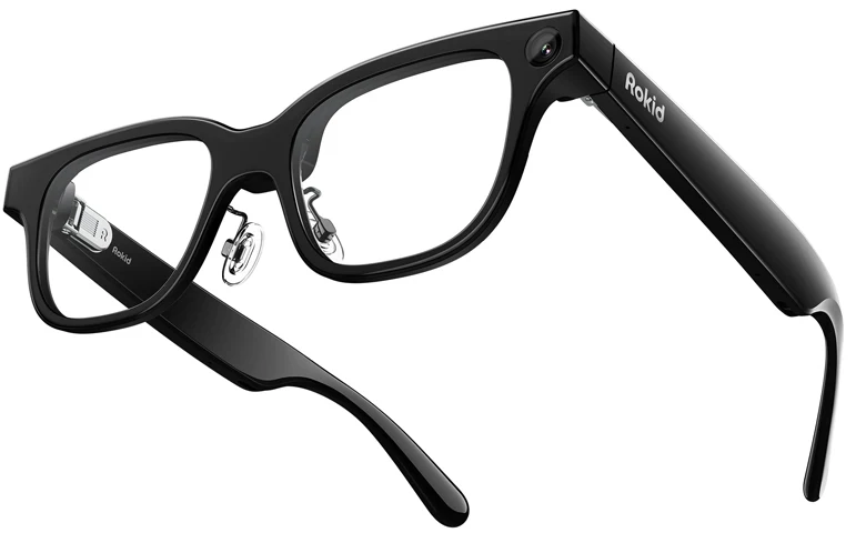 Black Rokid Glasses with display, the model supported by Rokid Claude